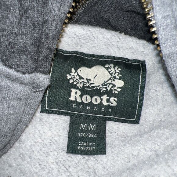 Roots Canada Full Zip Hoodie Sweatshirt Gray Men’s Size Medium - Picture 2 of 5